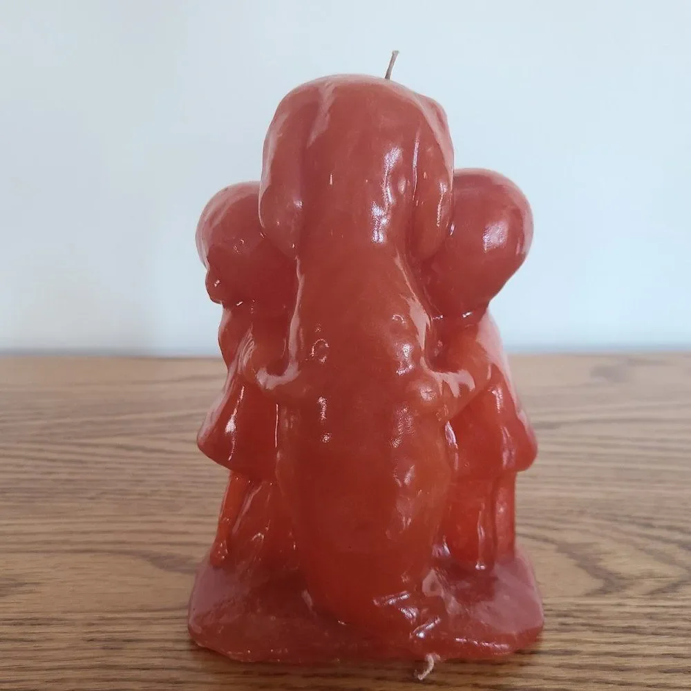 Vintage Novelty Wax Candle - BOY AND GIRL WITH DOG - Vintage Rare UNIQUE